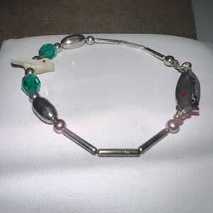 Children’s Heishi Bracelet with Carved Bird